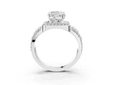 Platinum Cushion Cut Diamond Halo Ring with Split Shank and Bezel Accents and Four-Prong Setting_16
