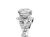 Platinum Cushion Cut Diamond  Halo Twist Band Solitaire Prong Setting Ring_27