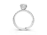 Platinum Cushion Cut Diamond Pavé Solitaire Ring with Round Band and Prong Setting_19
