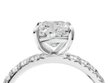 Platinum Cushion Cut Diamond Pavé Solitaire Ring with Round Band and Prong Setting_20