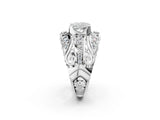Platinum Cushion Cut Diamond Pave Art Deco Split Shank Ring with Four-Prong Setting_15