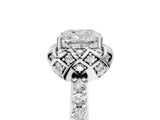 Platinum Cushion Cut Diamond Scalloped Halo Engagement Ring with Round Shared Prong Band_17