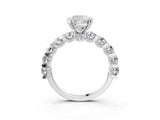 Platinum Cushion Cut Diamond Side Stone Engagement Ring with Four-Prong Setting_3