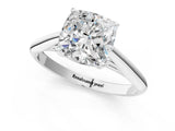 Platinum Cushion Cut Diamond Solitaire Engagement Ring with Cathedral Setting and Four-Prong Mount_15