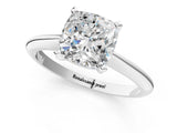Platinum Cushion Cut Diamond Solitaire Engagement Ring with Classic Band and Four-Prong Setting_22