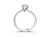 Platinum Cushion Cut Diamond Solitaire Pavé Engagement Ring with Round Band and Prong Setting_4