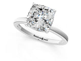 Platinum Cushion Cut Diamond Solitaire Ring with Classic Band and Four-Prong Setting_8