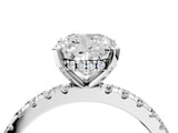 Platinum Cushion Cut Diamond Solitaire Ring with Round  Pavé Band and Four-Prong Setting_42