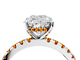 Platinum Cushion Cut Diamond Solitaire Ring with Round with Citrine side stone Pavé Band and Four-Prong Setting_16