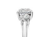 Platinum Cushion Cut Diamond Three-Stone Engagement Ring with Prong Setting and Pavé Band_60