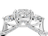 Platinum Cushion Cut Diamond Three-Stone Ring with Prong Setting and Pavé Band_11