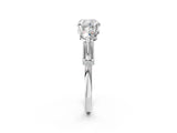 Platinum Cushion Cut Diamond Three-Stone Ring with Prong Setting and Pavé Band_57