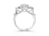 Platinum Cushion Cut Diamond Three-Stone Ring with Prong Setting and Pavé Band_58