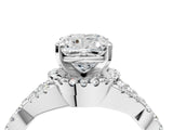 Platinum Cushion Cut Diamond with Moissanite side stone Halo Twist Band Solitaire Prong Setting Ring_4