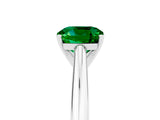 Platinum Cushion Cut Emerald Solitaire Engagement Ring with Cathedral Setting and Four-Prong Mount_17