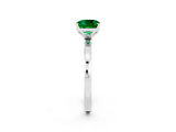 Platinum Cushion Cut Emerald Solitaire Ring with Thin Band and Prong Setting_44