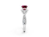 Platinum Cushion Cut Garnet  Halo Twist Band Solitaire Prong Setting Ring_14
