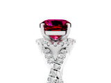 Platinum Cushion Cut Garnet  Halo Twist Band Solitaire Prong Setting Ring_17