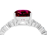 Platinum Cushion Cut Garnet Scattered Round Accent Ring with Prong Setting_76