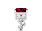 Platinum Cushion Cut Garnet Scattered Round Accent Ring with Prong Setting_77