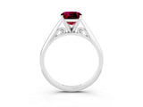 Platinum Cushion Cut Garnet Solitaire Engagement Ring with Cathedral Setting and Four-Prong Mount_15