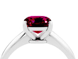 Platinum Cushion Cut Garnet Solitaire Engagement Ring with Classic Band and Four-Prong Setting_16