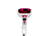 Platinum Cushion Cut Garnet Solitaire Ring with Thin Band and Prong Setting_47