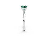 Platinum Cushion Cut Green Sapphire Engagement Ring with Side Stone Accents and Four-Prong Setting_14