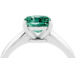 Platinum Cushion Cut Green Sapphire Solitaire Engagement Ring with Classic Band and Four-Prong Setting_16