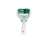 Platinum Cushion Cut Green Sapphire Solitaire Engagement Ring with Classic Band and Four-Prong Setting_17
