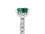Platinum Cushion Cut Green Sapphire Solitaire Ring with Round  Pavé Band and Four-Prong Setting_29