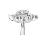 Platinum Cushion Cut Halo Diamond Cluster Ring with Marquise and Round Stones on a White Gold Band with Prong Setting_30