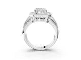 Platinum Cushion Cut Halo Diamond Engagement Ring with Pave Split Shank and Four-Prong Setting_10