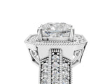Platinum Cushion Cut Halo Diamond Engagement Ring with Pave Split Shank and Four-Prong Setting_12