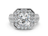 Platinum Cushion Cut Halo Diamond Engagement Ring with Pave Split Shank and Four-Prong Setting_7