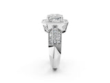 Platinum Cushion Cut Halo Diamond Engagement Ring with Pave Split Shank and Four-Prong Setting_9