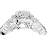 Platinum Cushion Cut Halo Diamond Split Shank Engagement Ring with Four-Prong Setting_17