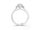 Platinum Cushion Cut Halo Round Diamond Solitaire Ring with Pavé Band and Four-Prong Setting_15