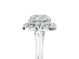 Platinum Cushion Cut Halo Round Diamond Solitaire Ring with Pavé Band and Four-Prong Setting_17