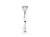 Platinum Cushion Cut Moissanite Engagement Ring with Side Stone Accents and Four-Prong Setting_14