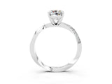 Platinum Cushion Cut Moissanite Engagement Ring with Side Stone Accents and Four-Prong Setting_15