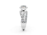 Platinum Cushion Cut Moissanite Halo Ring with Round Split Shank and Prong Setting_68