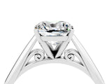 Platinum Cushion Cut Moissanite Solitaire Engagement Ring with Cathedral Setting and Four-Prong Mount_16