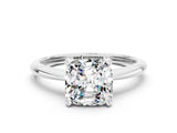 Platinum Cushion Cut Moissanite Solitaire Engagement Ring with Classic Band and Four-Prong Setting_12