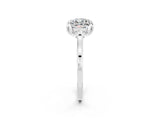 Platinum Cushion Cut Moissanite Solitaire Ring with Flower Prong Setting and Classic Band_14