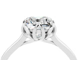 Platinum Cushion Cut Moissanite Solitaire Ring with Flower Prong Setting and Classic Band_16