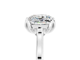 Platinum Cushion Cut Moissanite Solitaire Ring with Flower Prong Setting and Classic Band_17