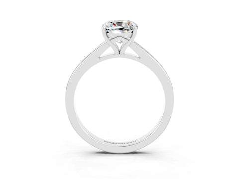 Platinum Cushion Cut Moissanite Solitaire Ring with Pavé Band and Prong Setting_15