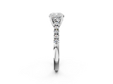 Platinum Cushion Cut Pavé Band Solitaire Ring with Four-Prong Setting_342