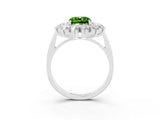Platinum Cushion Cut Peridot Floral Double Halo Engagement Ring with Prong Setting_141